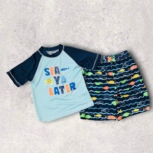 “See Ya Later” Toddler Boy Swim Set | Top & Shorts | Multicolored | NWT | 4T